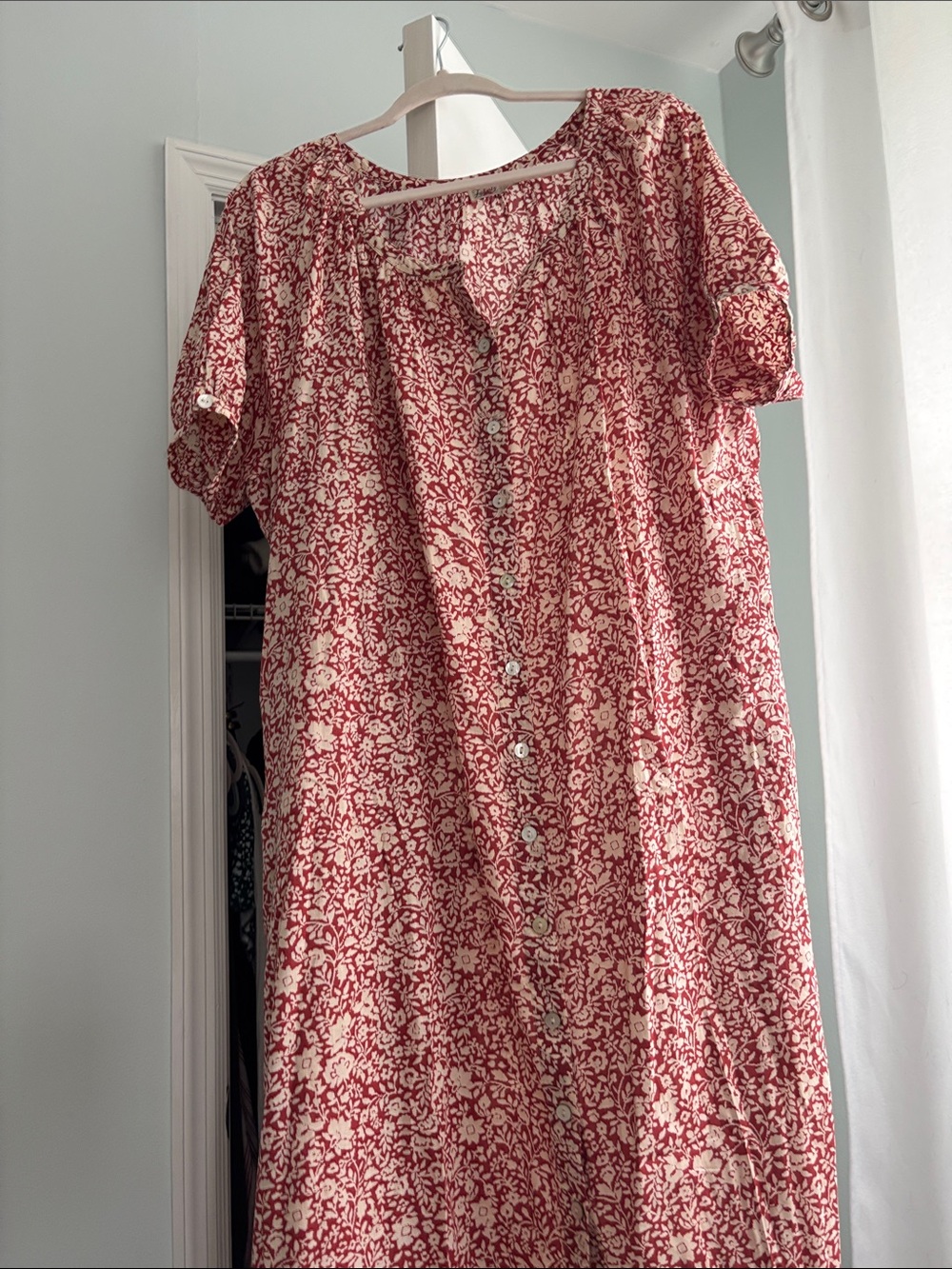 Faherty Red Floral Midi Dress